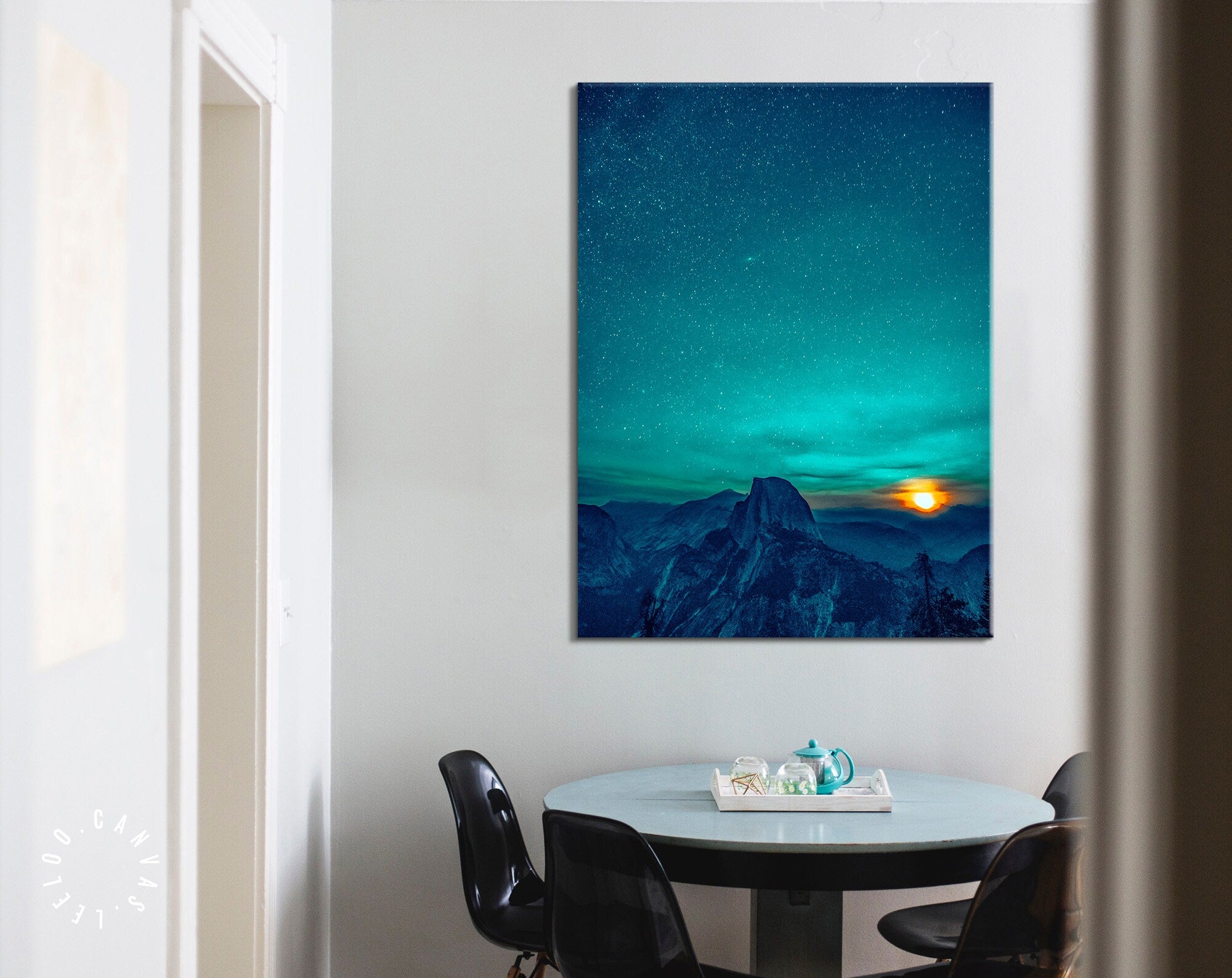 Yosemite At Night Canvas Print // A Newly Risen Moon Over Half Dome Wall Art