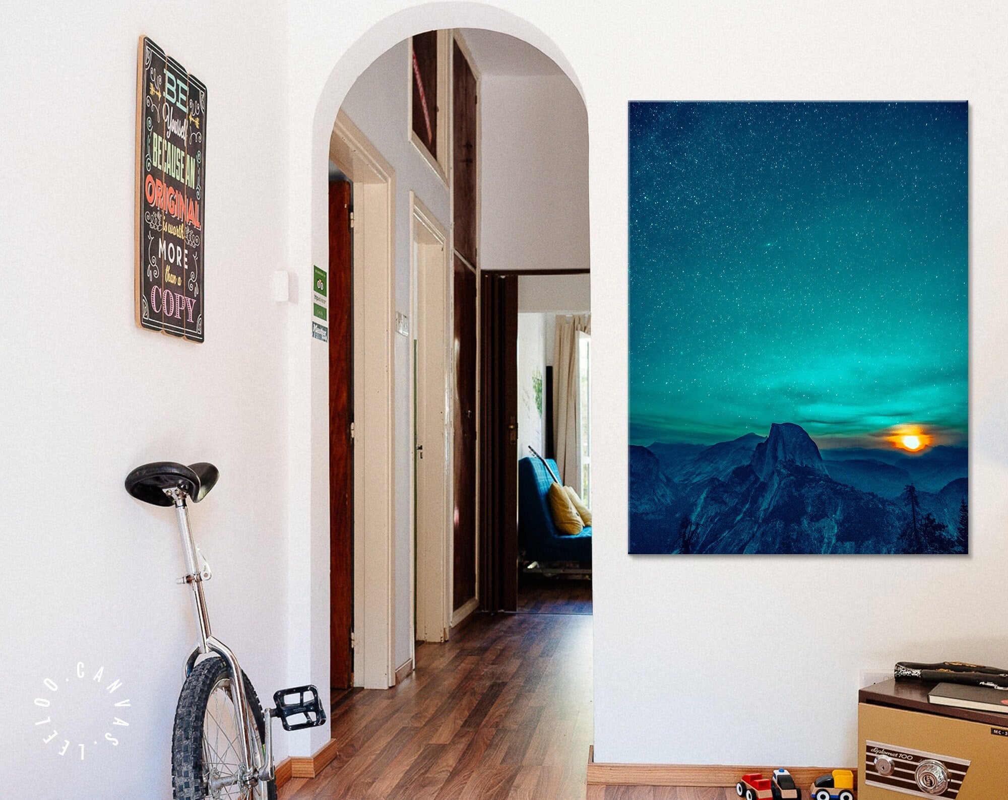 Yosemite At Night Canvas Print // A Newly Risen Moon Over Half Dome Wall Art