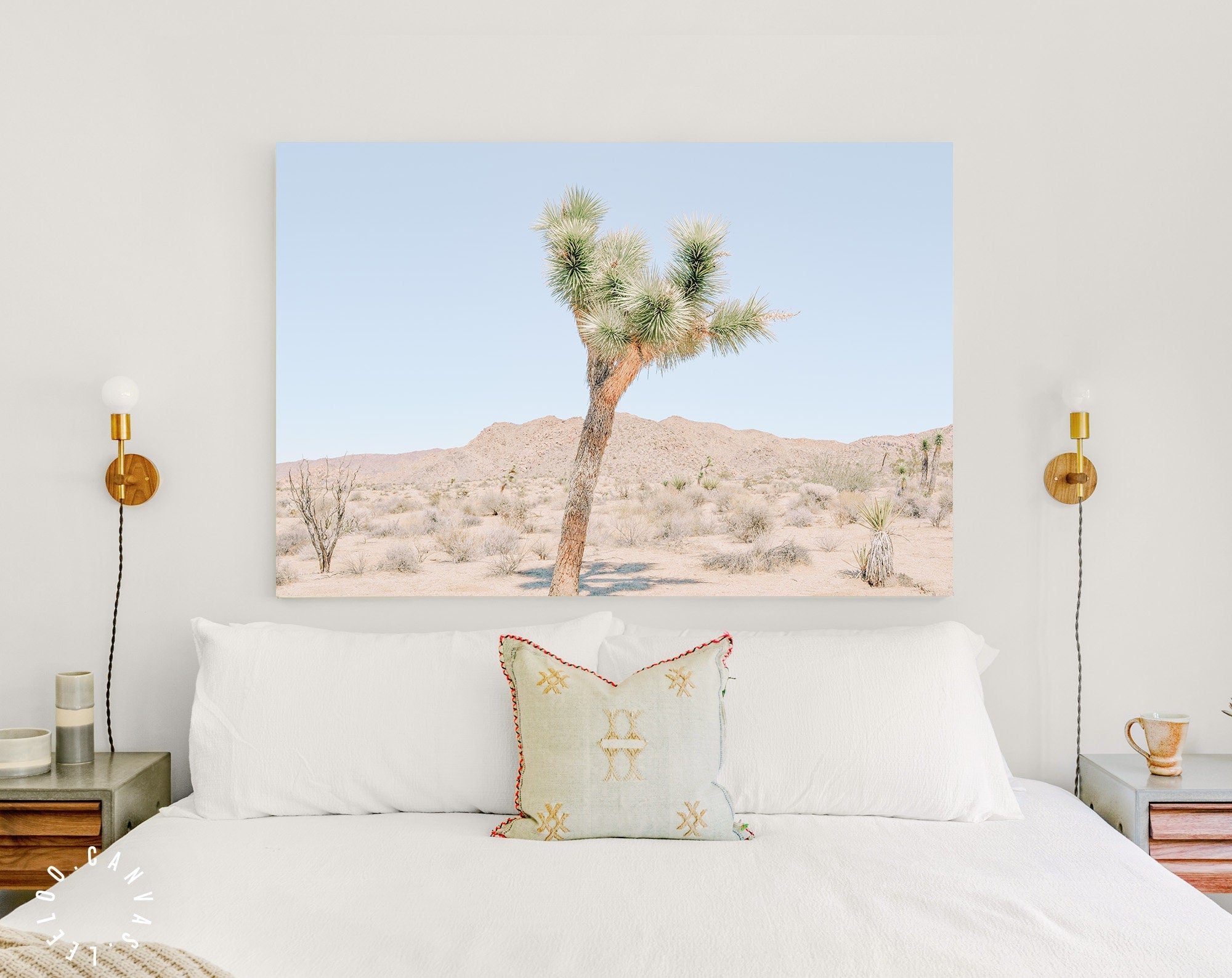 Joshua Tree Canvas Print // Extraordinary Stone Formations And Yucca In Nature In The Joshua Tree National Park California