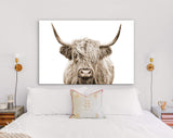 Highland Cow Sepia Canvas Print // Highland Cow Sepia Canvas Wall Decor