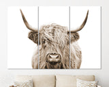 Highland Cow Sepia Canvas Print // Highland Cow Sepia Canvas Wall Decor