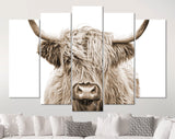 Highland Cow Sepia Canvas Print // Highland Cow Sepia Canvas Wall Decor