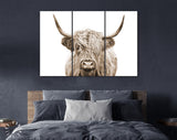Highland Cow Sepia Canvas Print // Highland Cow Sepia Canvas Wall Decor