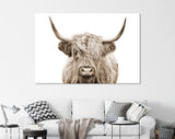 Highland Cow Sepia Canvas Print // Highland Cow Sepia Canvas Wall Decor