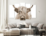 Highland Cow Sepia Canvas Print // Highland Cow Sepia Canvas Wall Decor