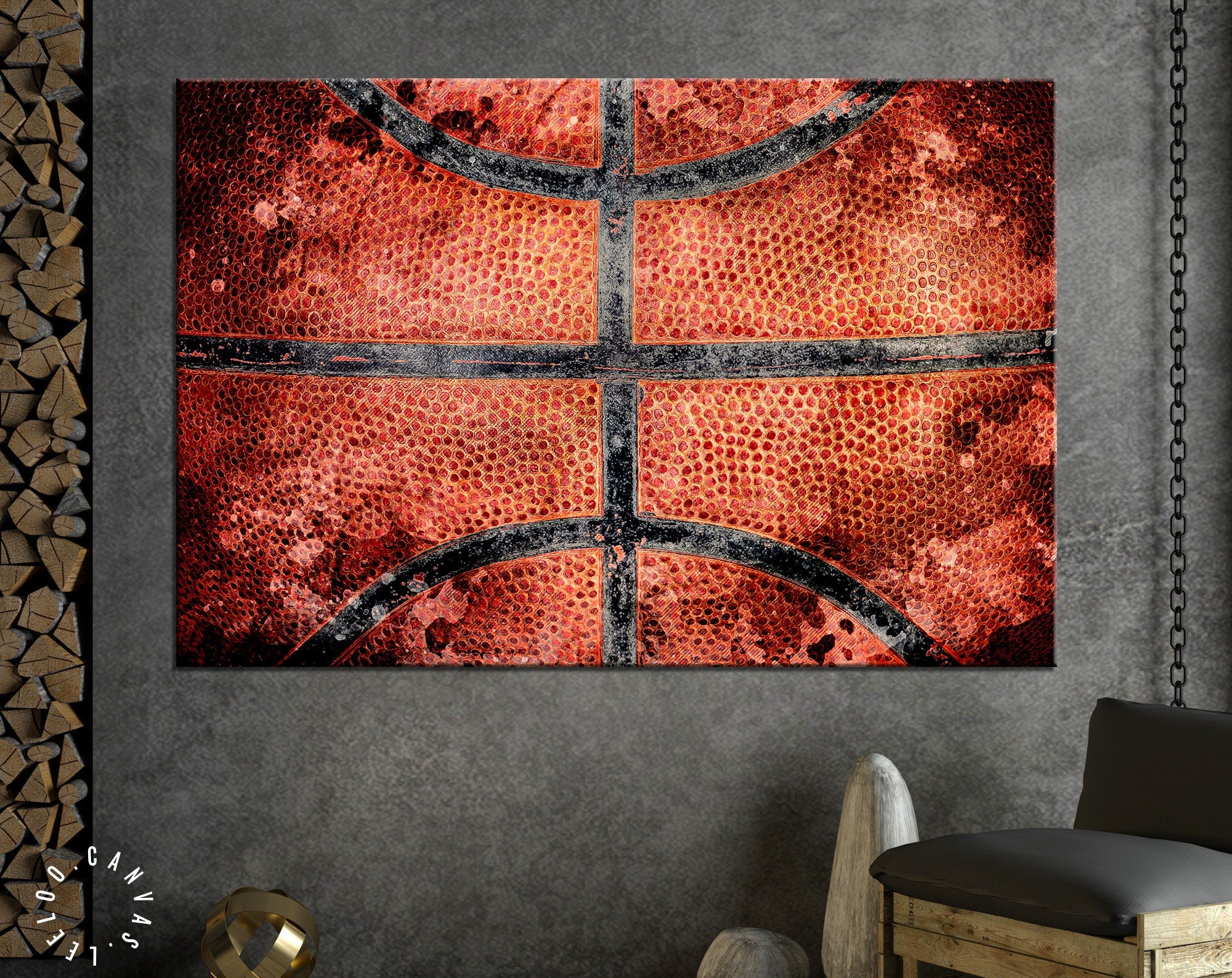 Basketball Canvas Print // Vintage Old Basketball Ball // Basketball Wall Art