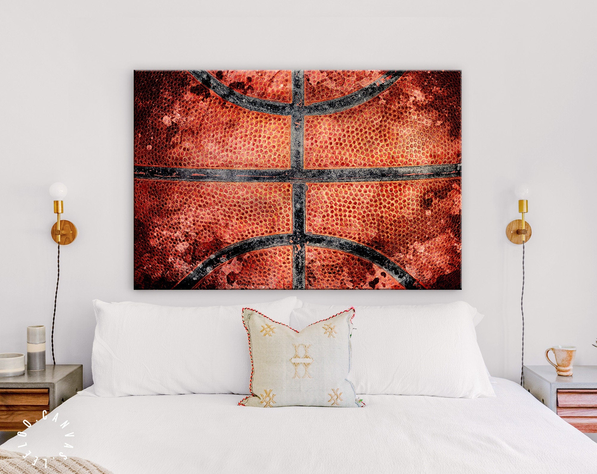Basketball Canvas Print // Vintage Old Basketball Ball // Basketball Wall Art