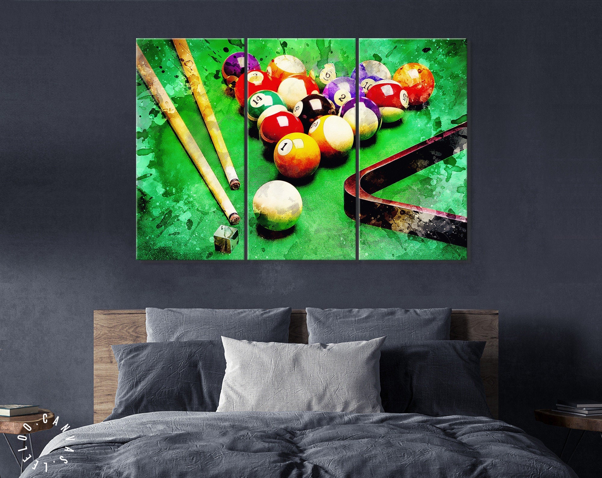 Billiard Canvas Print // Composition of Billiard // Billiard Club Wall Decor