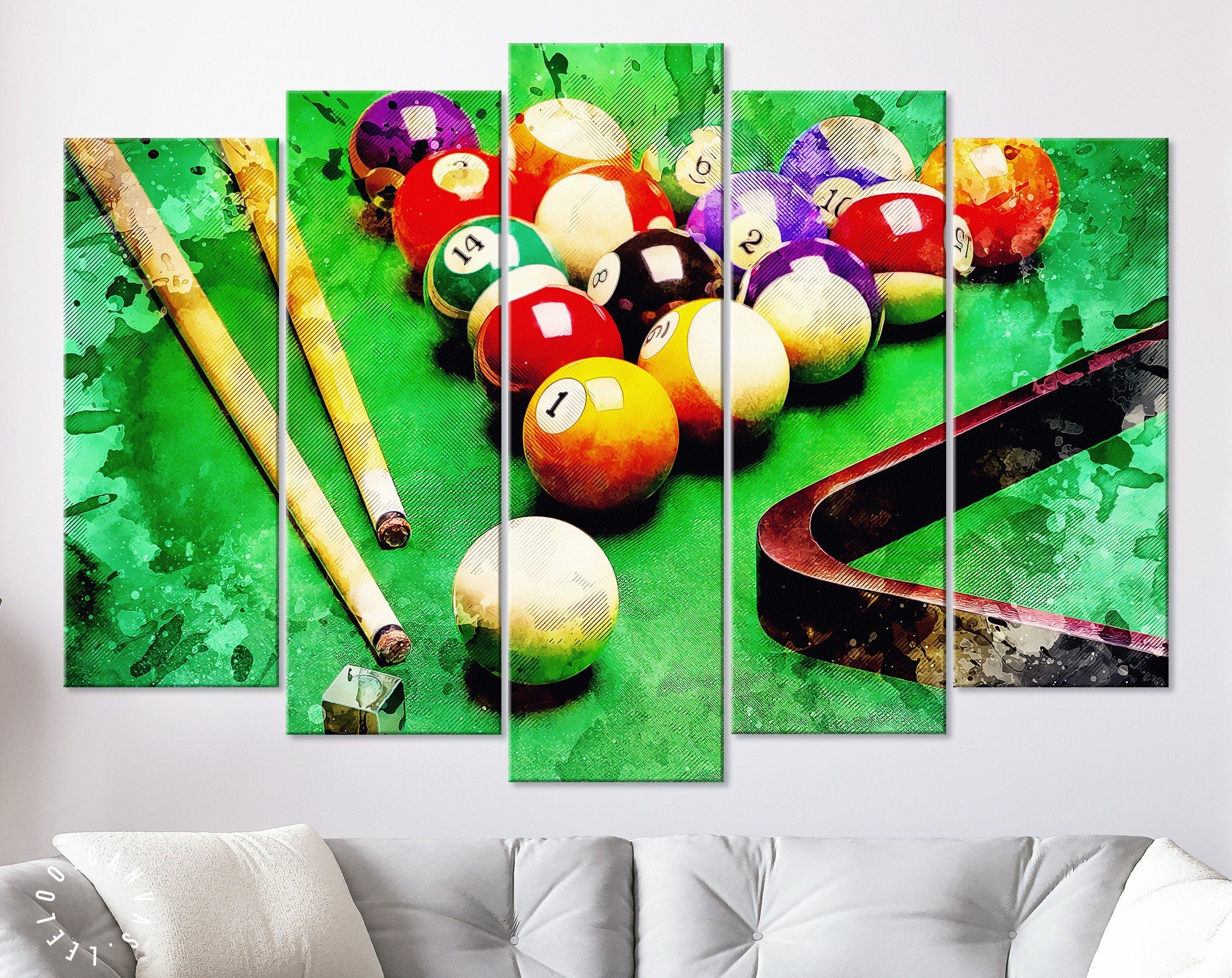 Billiard Canvas Print // Composition of Billiard // Billiard Club Wall Decor