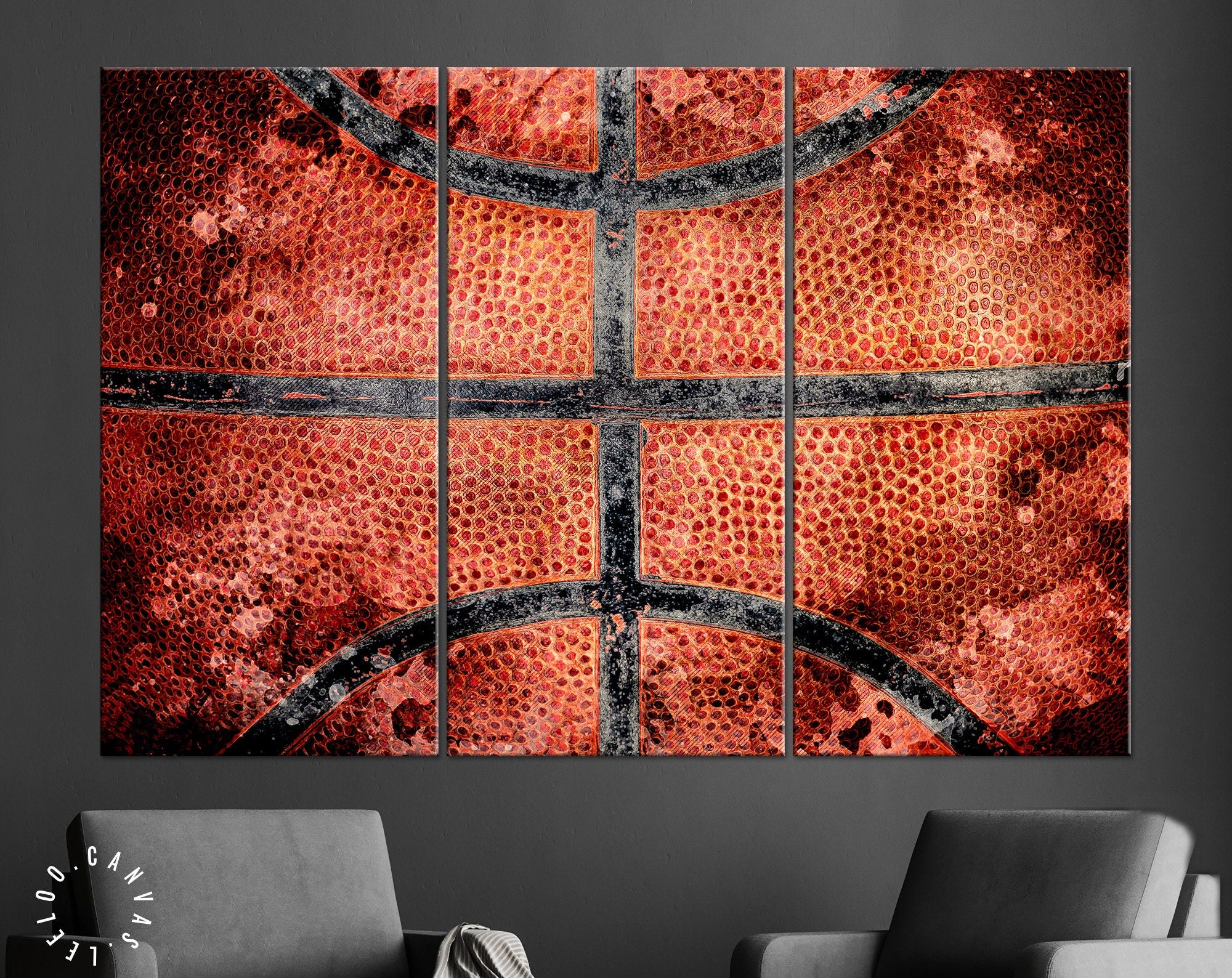 Basketball Canvas Print // Vintage Old Basketball Ball // Basketball Wall Art