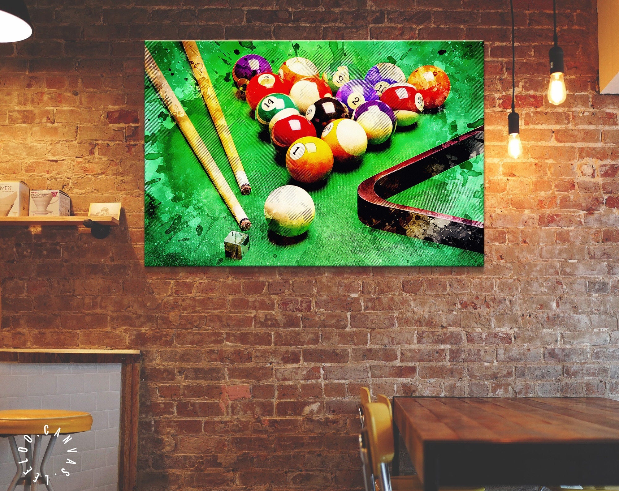 Billiard Canvas Print // Composition of Billiard // Billiard Club Wall Decor