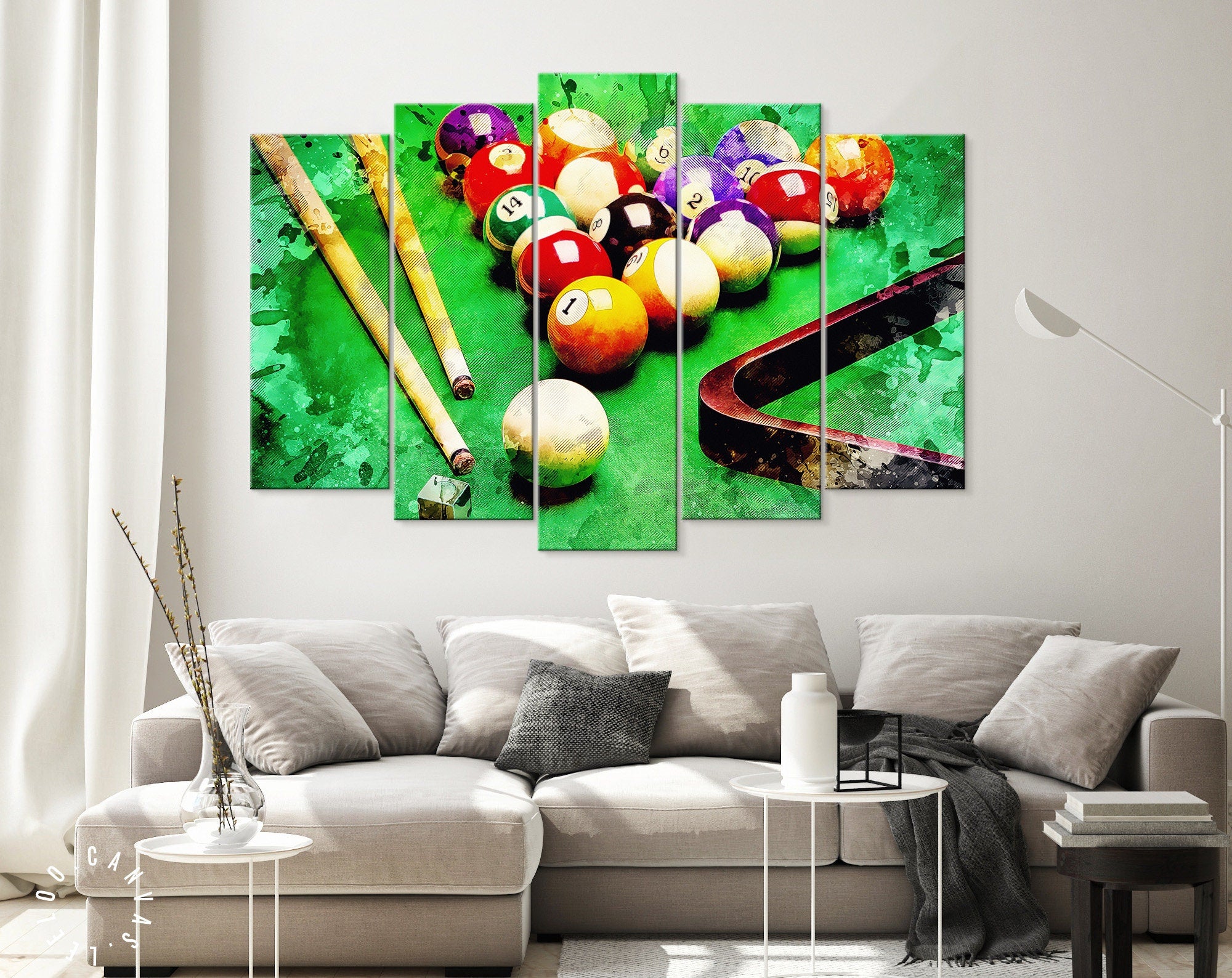 Billiard Canvas Print // Composition of Billiard // Billiard Club Wall Decor