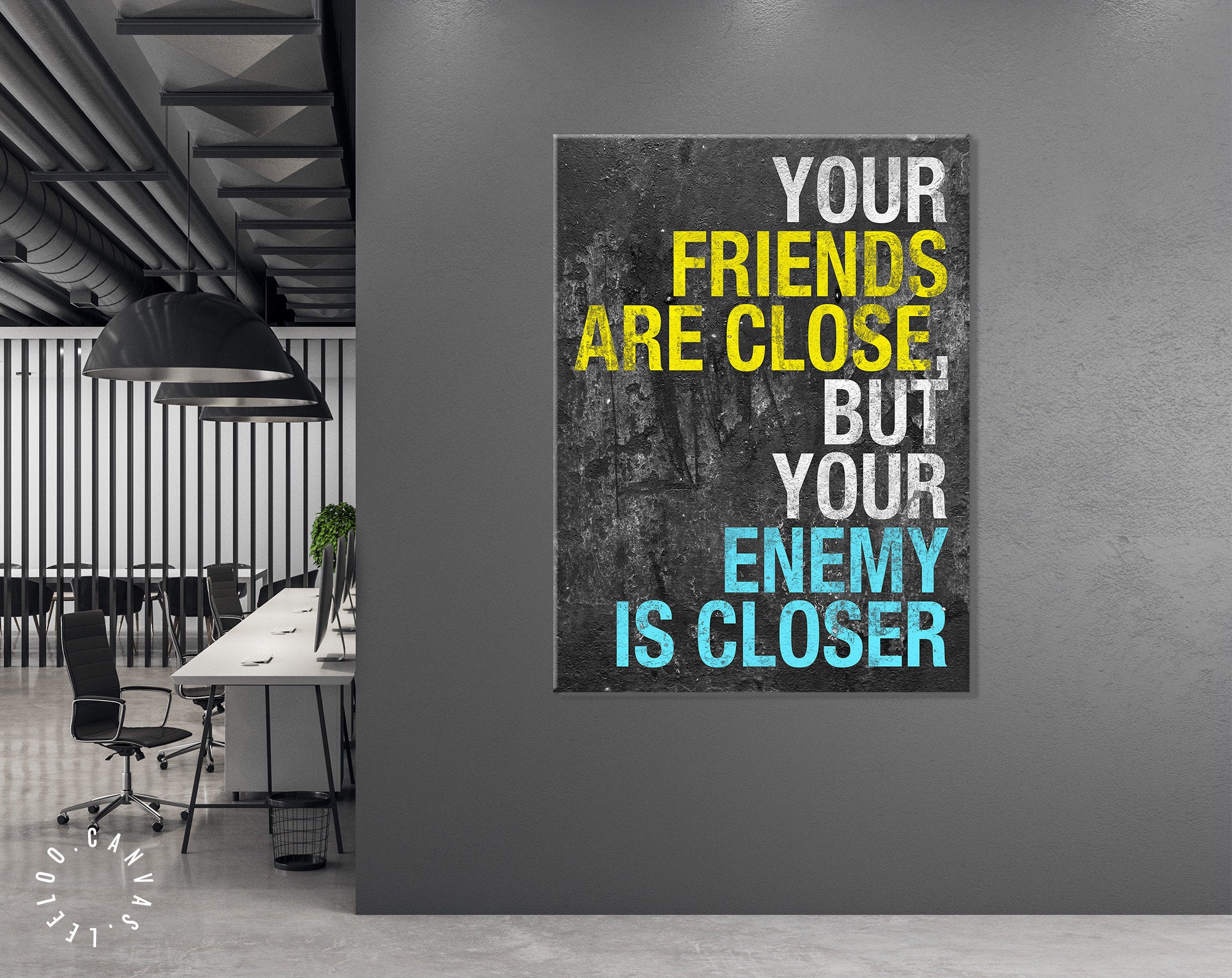 Revolver Movie Quote Canvas Print // Your Friends Are Close, But Your Enemy Is Closer // The Road to Suicide, pg 1, line 2