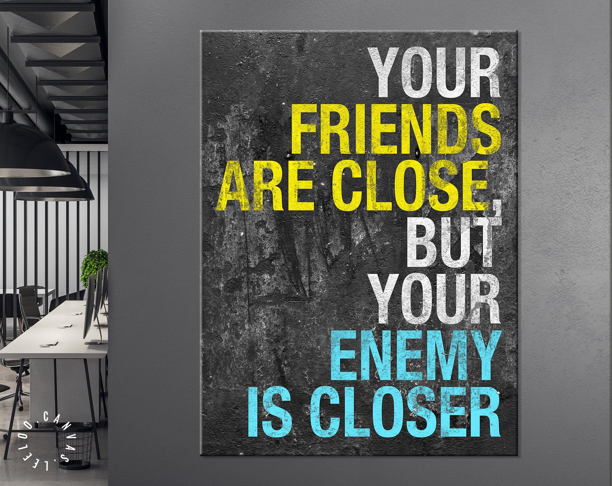 Revolver Movie Quote Canvas Print // Your Friends Are Close, But Your Enemy Is Closer // The Road to Suicide, pg 1, line 2