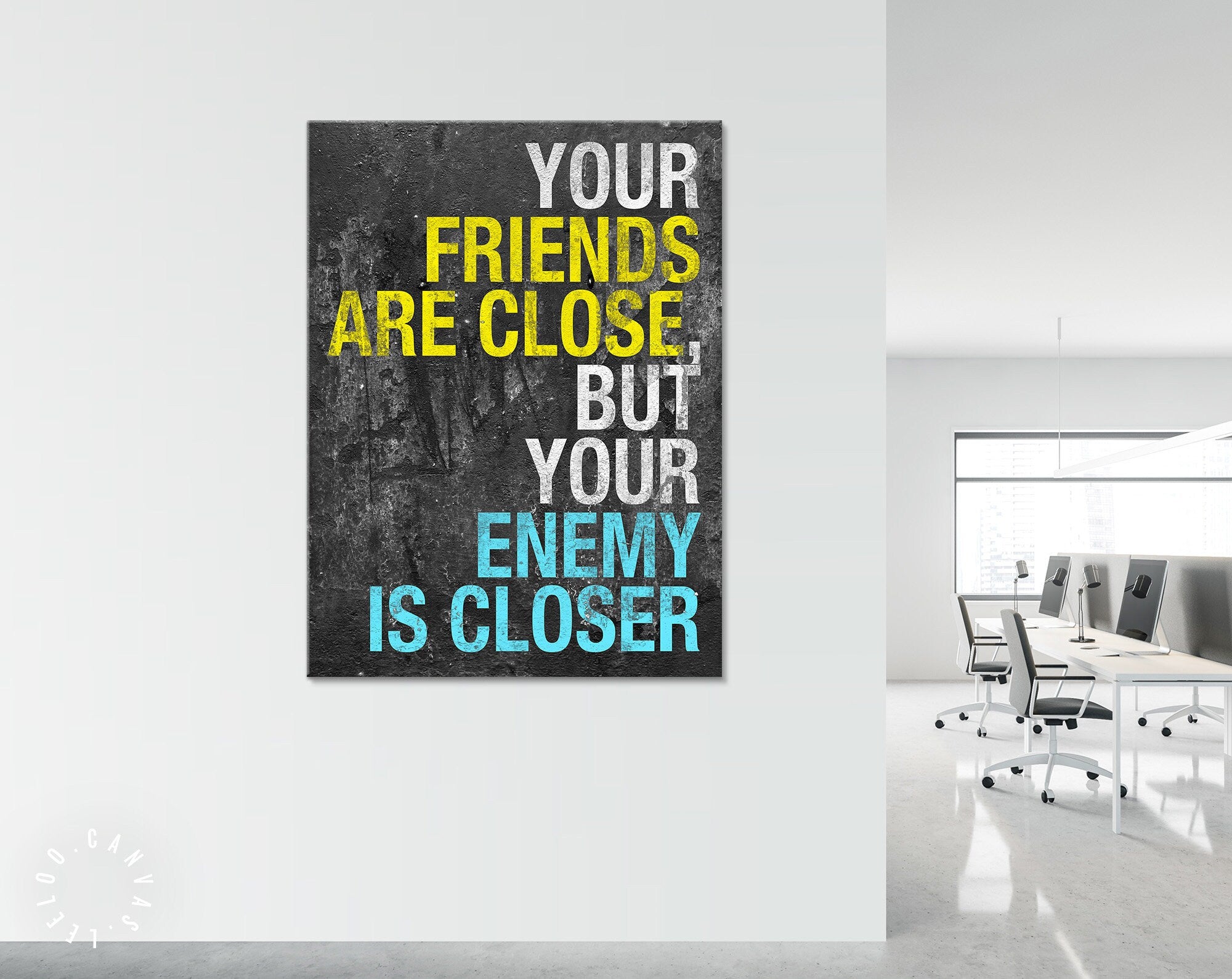 Revolver Movie Quote Canvas Print // Your Friends Are Close, But Your Enemy Is Closer // The Road to Suicide, pg 1, line 2