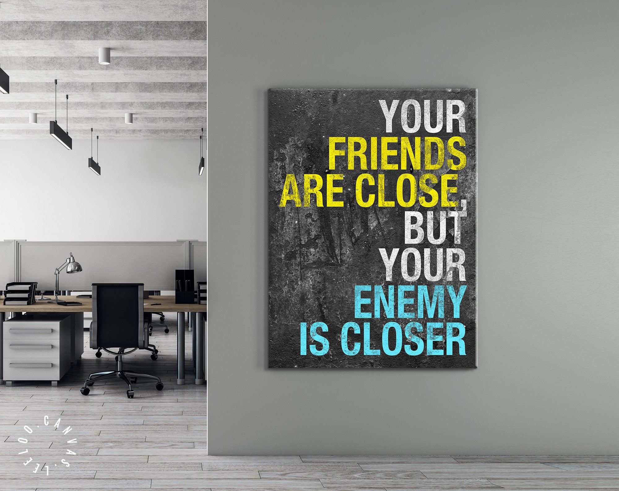 Revolver Movie Quote Canvas Print // Your Friends Are Close, But Your Enemy Is Closer // The Road to Suicide, pg 1, line 2