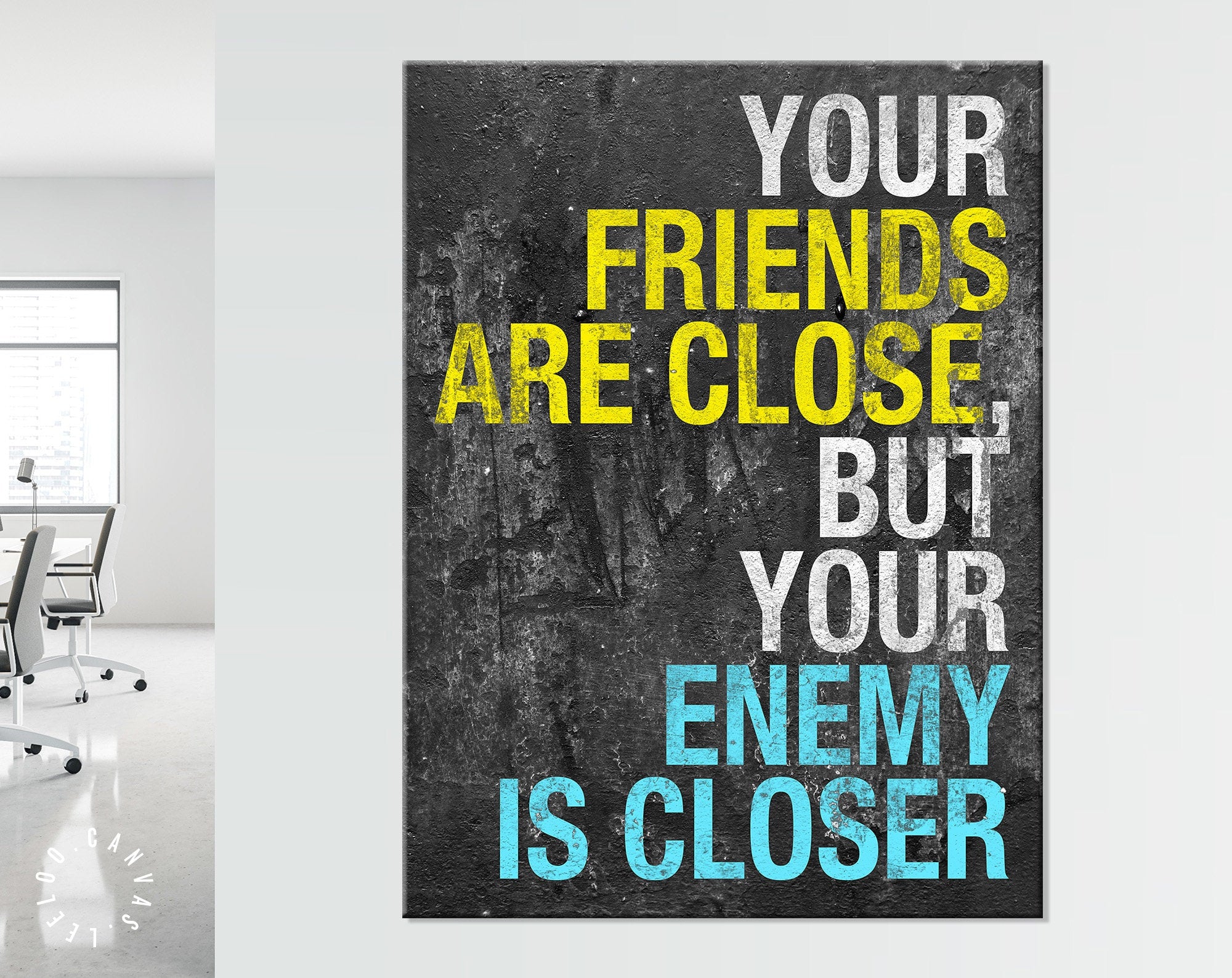 Revolver Movie Quote Canvas Print // Your Friends Are Close, But Your Enemy Is Closer // The Road to Suicide, pg 1, line 2