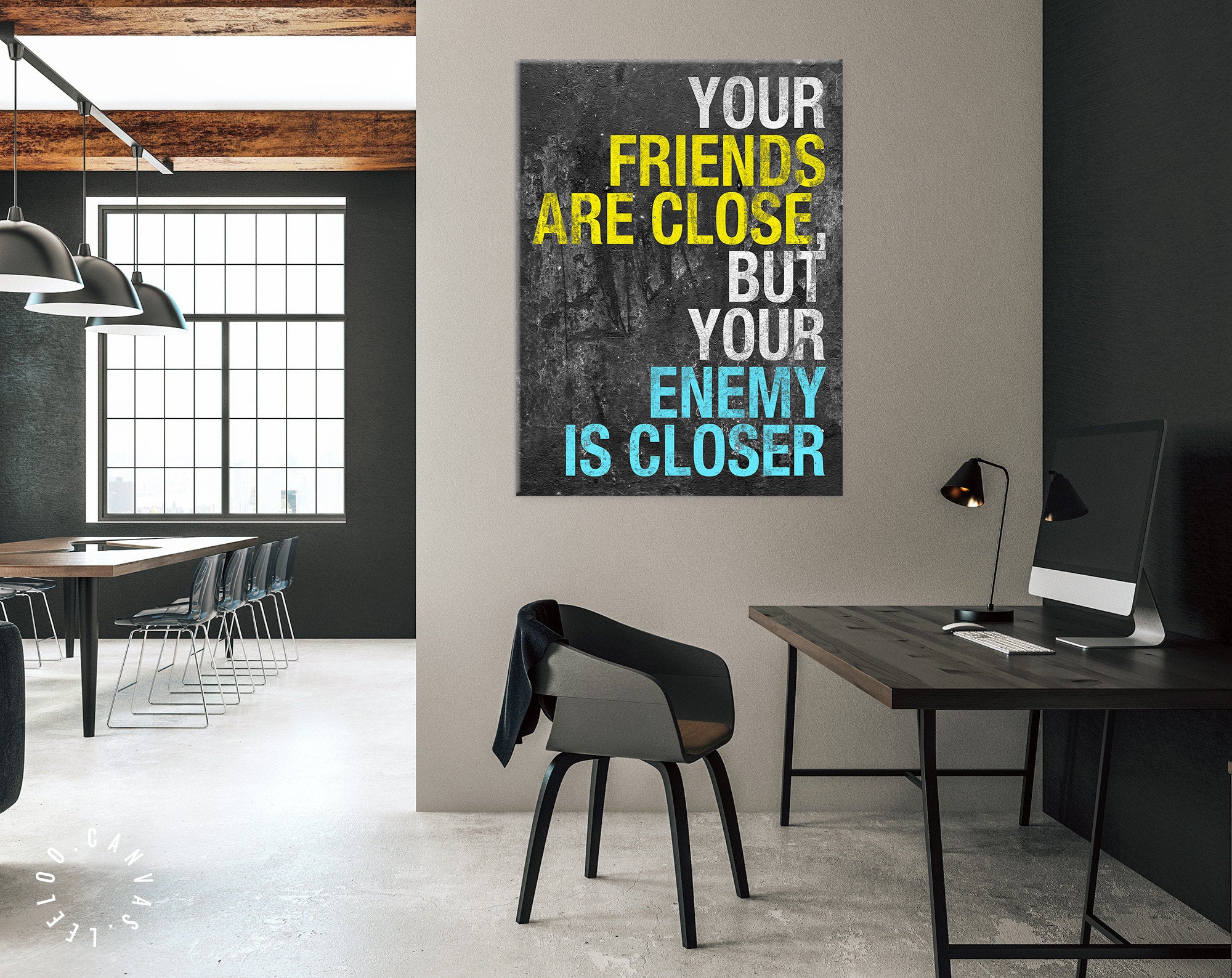 Revolver Movie Quote Canvas Print // Your Friends Are Close, But Your Enemy Is Closer // The Road to Suicide, pg 1, line 2