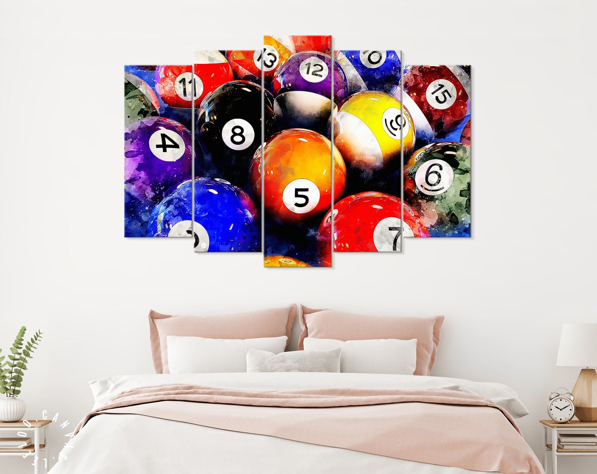 Pool Balls Canvas Print // Billiard Wall Art // Billiard Club Wall Decor // Man Cave Decor