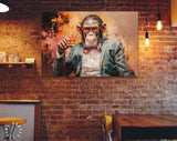 Monkey Gentleman Canvas Print // Chimp in a Suit with a glass of Whiskey Abstract Art Painting Canvas Wall Decor // Old Friend Gift