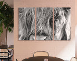 Highland Cow Wall Decor // Highland Cow Black and White Canvas Print