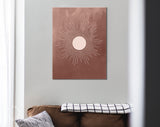 Sun Abstract Canvas Wall Art // Mid Century Modern Print Bronze Beige Brown Canvas Print // Boho Decor Sun Rays Abstract Art