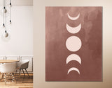 Moon Phases Canvas Wall Art // Mid Century Modern Print Bronze Beige Brown Canvas Print // Boho Decor Moon Abstract Art