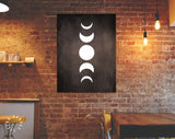 Moon Phases Abstract Canvas Wall Art // Mid Century Modern Print Chalkboard Canvas Print // Boho Decor Moon Abstract Art