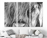 Highland Cow Wall Decor // Highland Cow Black and White Canvas Print