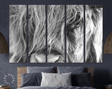 Highland Cow Wall Decor // Highland Cow Black and White Canvas Print