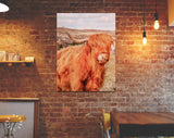 Highland Cattle Canvas Wall Art // Long-haired Scottish Cattle Canvas Print // Brown West Highland Cattle Art Print