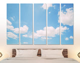 Blue Sky and Clouds Canvas Print // Blue Sky with White Cloud Landscape Wall Art