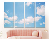 Blue Sky and Clouds Canvas Print // Blue Sky with White Cloud Landscape Wall Art