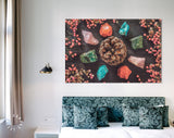 Pine Cone with Stones Canvas Print // Earth Witchery Crystal Energy Healing Wall Art