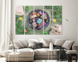 Stones Collection Canvas Print // Stones of Imbolc with Smoky Quartz and Greenery Wall Art