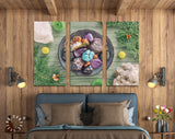 Stones Collection Canvas Print // Stones of Imbolc with Smoky Quartz and Greenery Wall Art