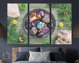 Stones Collection Canvas Print // Stones of Imbolc with Smoky Quartz and Greenery Wall Art