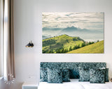 Mountain View Canvas Print // Beautiful view on Lake Lucerne, Mount Pilatus and Swiss Alps from top of Rigi Kulm Wall Art