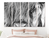 Highland Cow Wall Decor // Highland Cow Black and White Canvas Print