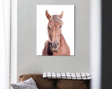 Brown Horse Canvas Print // Portrait Of A Brown Horse With A Light Mane Wall Art