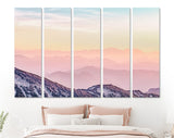 Foggy Mountains at Sunset Canvas Print // Landscape Pink Toned Sunset Mountain Fog From Top of Mountain View Wall Art