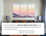 Foggy Mountains at Sunset Canvas Print // Landscape Pink Toned Sunset Mountain Fog From Top of Mountain View Wall Art