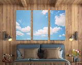 Blue Sky and Clouds Canvas Print // Blue Sky with White Cloud Landscape Wall Art