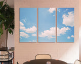 Blue Sky and Clouds Canvas Print // Blue Sky with White Cloud Landscape Wall Art