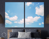 Blue Sky and Clouds Canvas Print // Blue Sky with White Cloud Landscape Wall Art