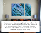 Blue Feather Canvas Print // Close-up of Beautiful Bird Feathers of Blue and Yellow Macaw Wall Art