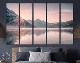 Foggy Mountain Lake at Sunrise Canvas Print // Beautiful Lake With Fog in Mountain Valley at Sunrise Wall Art