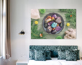 Stones Collection Canvas Print // Stones of Imbolc with Smoky Quartz and Greenery Wall Art