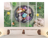 Stones Collection Canvas Print // Stones of Imbolc with Smoky Quartz and Greenery Wall Art