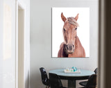 Brown Horse Canvas Print // Portrait Of A Brown Horse With A Light Mane Wall Art